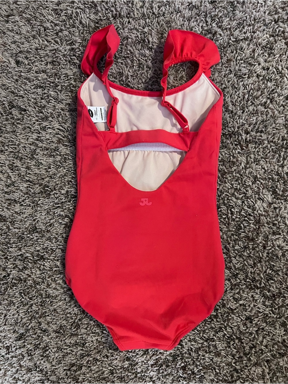 Girls Red Ruffle Leotard - Picture 2 of 2